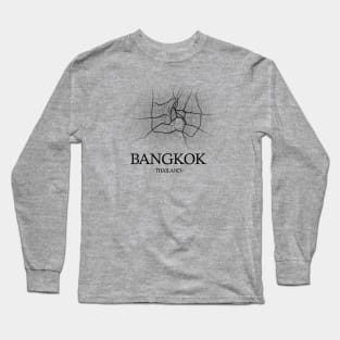 Bangkok City Map - Thailand Cartography Long Sleeve T-Shirt